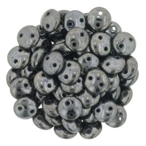 Lentil Beads 6mm 2-Hole:Hematite [50]