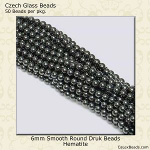 Druk Beads:6mm Hematite [50]