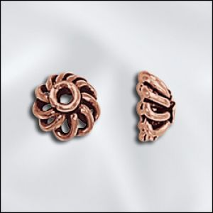 Findings:7mm Bali Style Copper Bead Cap [10]