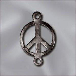 Findings:15.5mm Gunmetal Plated Peace Sign Links [10]