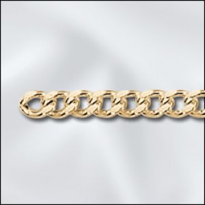 Gold Plated Chain:4x3mm Filed Curb Chain [per ft]