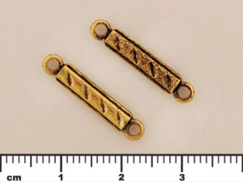Antique Gold Pewter Links:20x4mm Notched Bar [10]