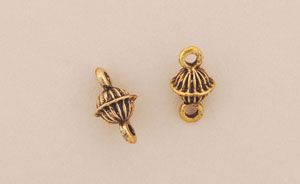 Findings Connectors:11x5mm Ridged Rounds, Antiqued Gold [10]