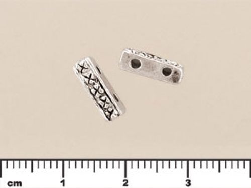 Antique Silver Pewter Beads:4x10mm 2-Hole Spacer Bar [5]