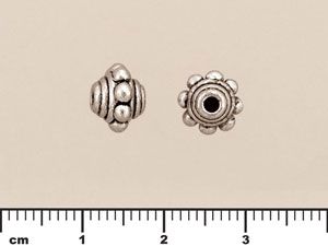 Antique Silver Pewter Beads:7x6mm Ringed Ball [25]