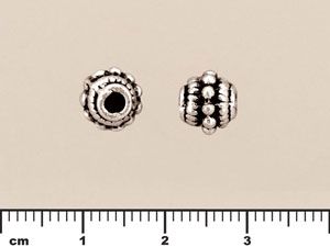 Antique Silver Pewter Beads:7x8mm Ringed Ball [25]