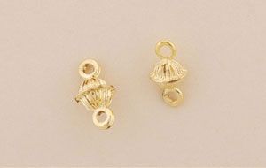Findings Connectors:11x5mm Ridged Rounds, Bright Gold Plated [10]
