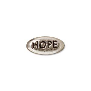 FINDINGS:11x5mm Silver Plated Message Bead Hope [4]