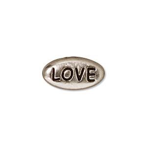 FINDINGS:11x5mm Silver Plated Message Bead Love [4]