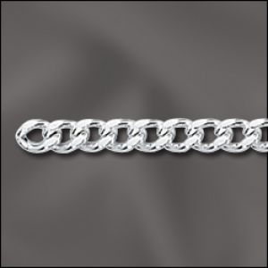 Silver Plated Chain:3x2mm Filed Curb Chain [per ft]