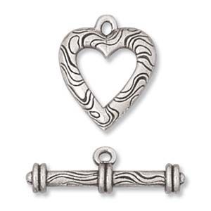 Silver Plated Clasps:18mm Scroll Heart Toggle [4]