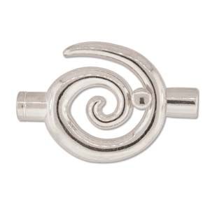 Findings Clasp:52mm Swirl Glue In 6.2mm I.D., Silver Plated [ea]