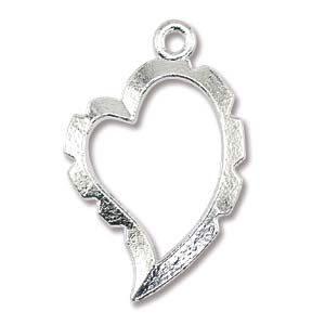 CLOSE OUT:10x15mm Silver Plated Wavy Heart Wire Wrappers [5]
