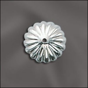 .925 Sterling Silver 9mm Corrugated Bead Caps [10]