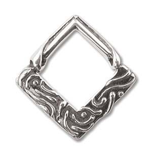 Sterling Silver Bead Frame 17mm Art Deco Square [1]