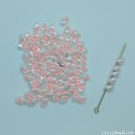 Long Magatama Beads 4x7mm White Lined Pink [12g]