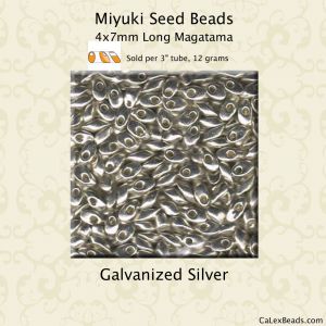 Long Magatama Beads 4x7mm:Silver [12g]