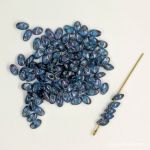 Long Magatama Beads 4x7mm Violet, Gold Luster [12g]
