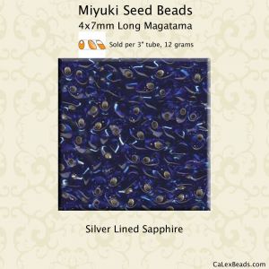 Long Magatama Beads 4x7mm Sapphire, S/L