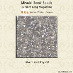 Long Magatama Beads 4x7mm:Crystal, Silver Lined [12g]