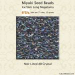 Long Magatama Beads 4x7mm:Noir, AB Lined Crystal [12g]