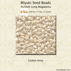 Long Magatama Beads 4x7mm:Ivory, Ceylon [12g]