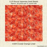 Matsuno 11/0:0204 Crystal, Lined Orange [28g]