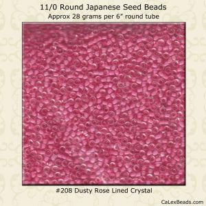 Matsuno 11/0:0208 Crystal, Lined Dusty Rose  [28g]