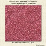 Matsuno 11/0:0210 Crystal, Lined Medium Pink  [28g]