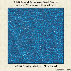 Matsuno 11/0:0216 Crystal, Lined Medium Blue [28g]