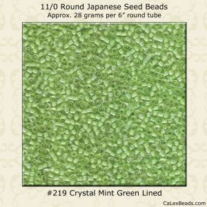 Matsuno 11/0:0219 Crystal, Lined Mint Green [28g]