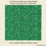 Matsuno 11/0:0221 Crystal, Lined Medium Green [28g]
