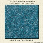 Matsuno 11/0:0223 Crystal, Lined Turquoise [28g]