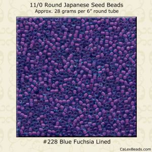Matsuno 11/0:0228 Blue, Lined Fuchsia [28g]