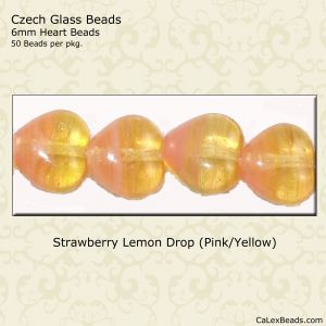 Heart Beads 6mm:Strawberry Lemon Drop [50]