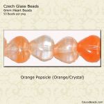 Heart Beads 6mm:Orange Popsicle [50]