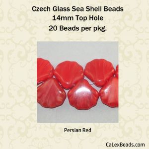Czech Glass 14mm Sea Shell Beads:Persian Red [20]
