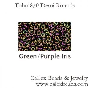 Toho 8/0 Demi Seed Beads:#509 Green/Purple Iris [7 g]