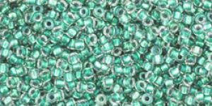 Toho 15/0 Seed Beads:#0264 Inside Color AB Crystal/Teal Lined [9g]
