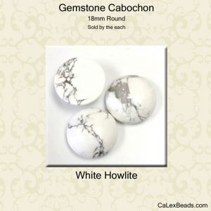 Cabochon, 20mm Round:White Howlite