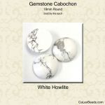 Cabochon, 20mm Round:White Howlite