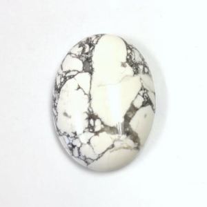 Cabochon, 30x22mm Oval:White Howlite