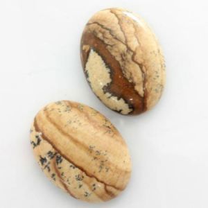 Cabochon, 25x18mm Oval:Landscape Jasper