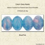 Gem Donut 9x6mm:Blue/Pink, Swirl [25]