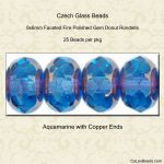 Gem Donut 9x6mm:Aquamarine, Copper End [25]