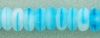 Czech Glass 4mm Rondell Beads:Aqua/White [100]