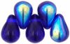 Czech Glass 6x4mm Teardrop Beads:Cobalt, AB [100]