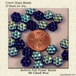 Flat Flower Bead 8x4mm Cobalt, AB [25]
