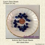 Bell Flower Beads:8x6mm Cobalt, AB [25]