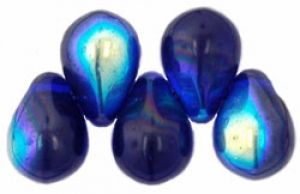 Teardrop Bead:8x6mm Cobalt, AB [50]